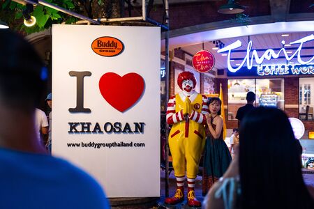 25 July 2019 - Bangkok, Thailand : Khao San Road night market,Thailandのeditorial素材
