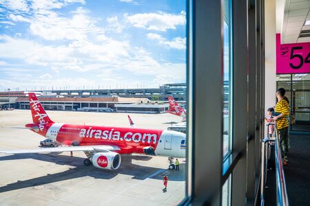 Bangkok - 28 July 2019 : Airasia airplane parking at airportのeditorial素材