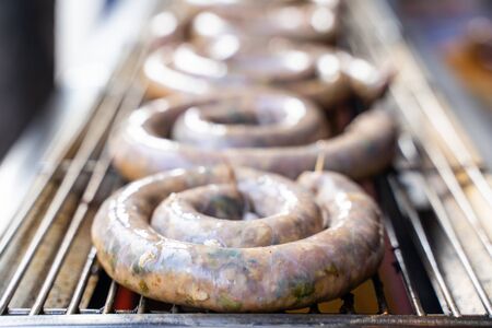 Sai Aua-northern thai spicy sausage,sausageの写真素材