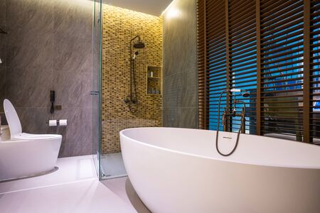 luxury white bathtub in bathroom,bathtub