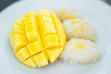 Mango sticky rice Thai dessert,sweetの写真素材