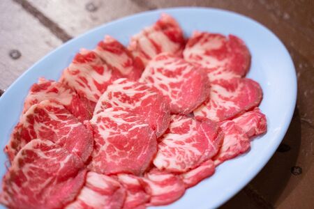 sliced beef for barbecue cooking,ingredientの写真素材