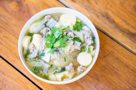 minced pork and egg tofu soup,Thai food