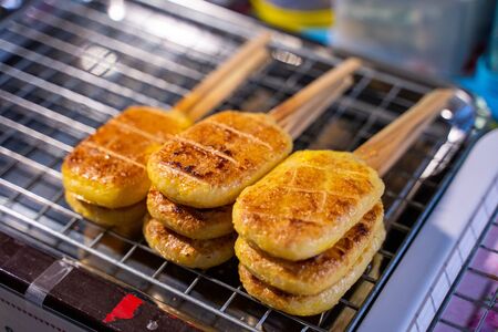 grilled sticky rice with egg sauce,Isan food
