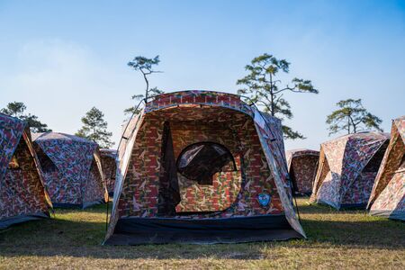 tourist camping tent on Phu Kradueng mountain,Thailand