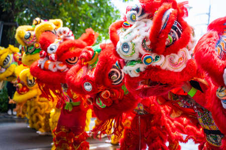 23 January 2020-Phuket::lion dance show for chinese new year,thailandのeditorial素材