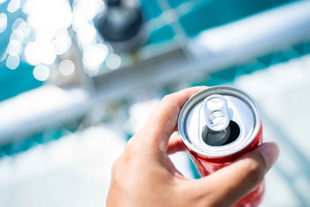 drinking canned soft drinks on the boat,soft drink