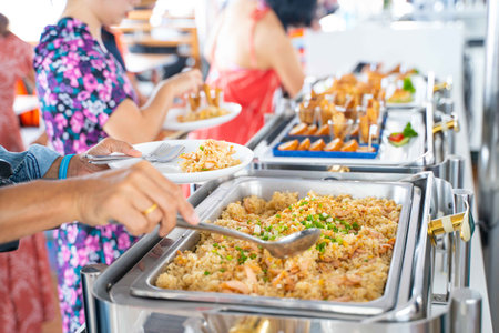 shrimp fried rice in line buffet,fried riceの写真素材