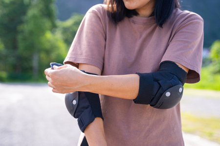 elbow pads for safety when play skateboard,protective padsの写真素材