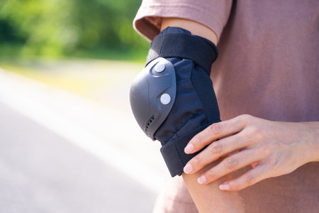 elbow pads for safety when play skateboard,protective padsの写真素材