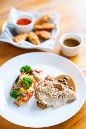 pork steak with black pepper sauce,steakの写真素材