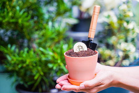 bitcoin mining digital currency for future world,cryptocurrencyの写真素材