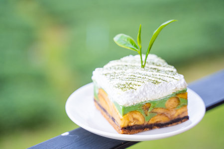 green tea banoffee sweet dessert,banoffeeの写真素材