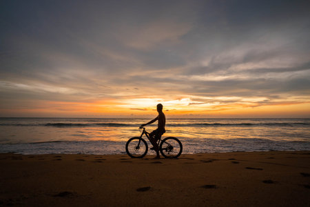 beautiful sunset and orange sky by the sea,sunsetの写真素材