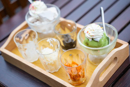 Home made Ice cream serve with topping,ice cream
