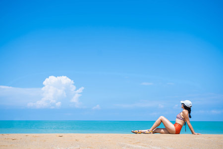 girl sitiing and see view at the beach,beach