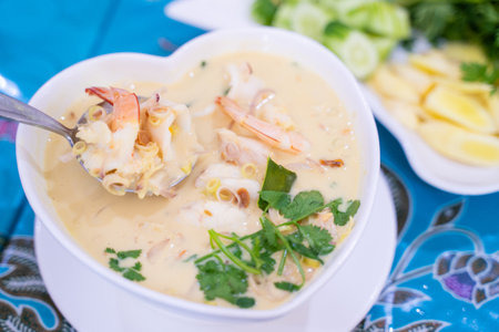 Tom Kha Shrimp soup with coconut milk, Thai foodの写真素材