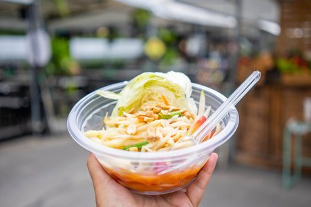 Som Tum - papaya salad thai street food,papaya saladの写真素材