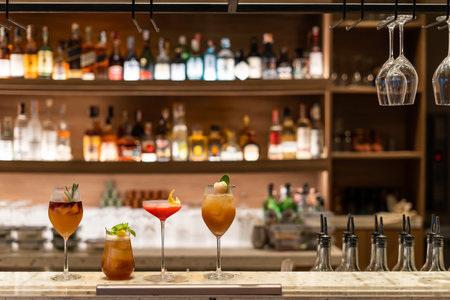 nice and beautiful cocktail for drink at bar,alcoholic beverageの写真素材