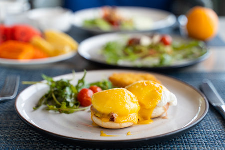 delicious egg beneict for breakfast,breakfastの写真素材