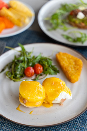 delicious egg beneict for breakfast,breakfastの写真素材