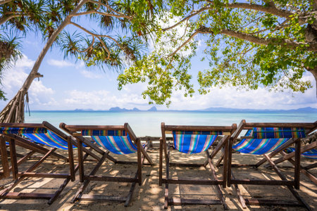 beach chair at Chilling sitting corner in resort,beach chairの写真素材