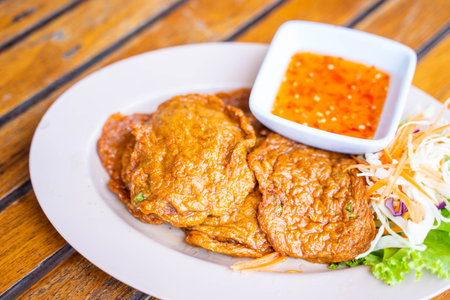 fried fish-paste balls Thai food,fish cakeの写真素材