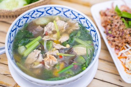 Spicy and sour soup with pork bone,Isaan food