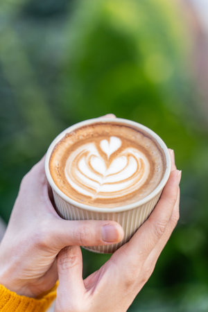 beautiful Latte art coffee with hot milk,coffee