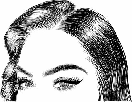 Portrait of a girl with makeup.Illustration for cards, t-shirtsのイラスト素材