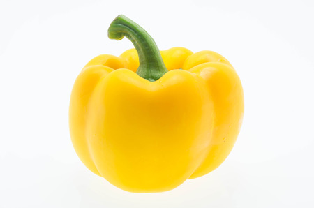 sweet yellow pepper isolated on white backgroundの写真素材