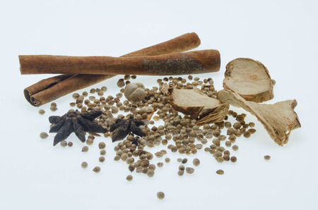 Spices on a white backgroundの写真素材