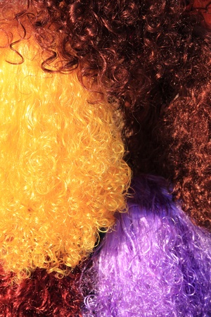 Multi-coloured wigs for clownsの写真素材