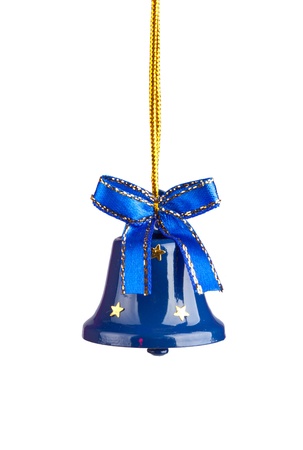 Blue Christmas Bells isolated on whiteの写真素材