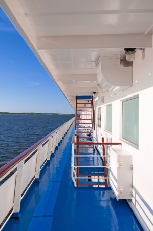 Cruises on the North of Russia  Deck of the tourist shipの写真素材
