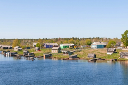 A view of a typical village in the north of the European part of Russiaのeditorial素材