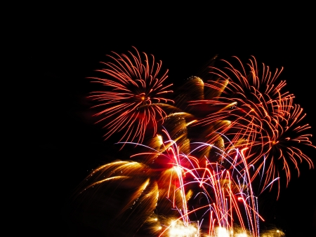 Fireworks in the sky at nightの写真素材
