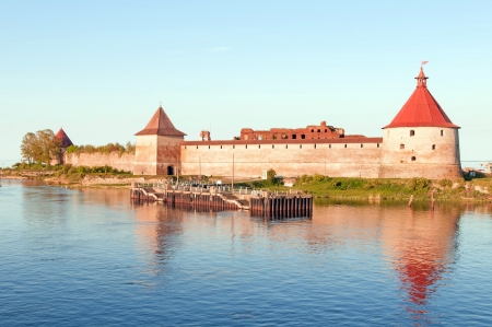 Shlisselburg Fort Oreshek on a sunsetのeditorial素材