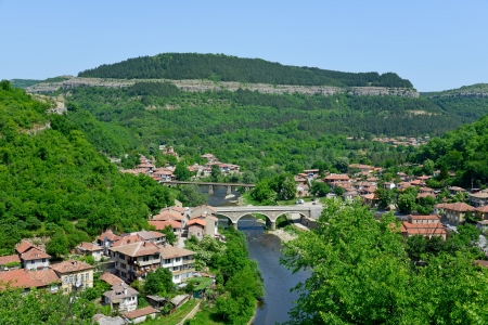 View from old town Veliko Tarnovo in Bulgariaの写真素材