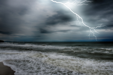 Storm on the sea after a rain  HDR imageの写真素材