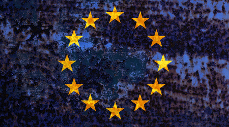 EU flag rusty metal textureの写真素材