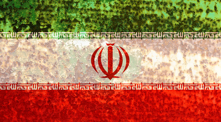 Iranian flag rusty metal textureの写真素材