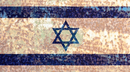Israeli flag rusty metal textureの写真素材
