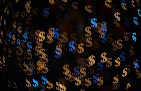 Financial background with dollar bokeh lightsの写真素材