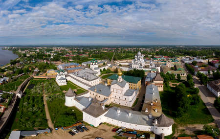 Rostov Kremlin area and Nero lake. Panoramic aerial viewのeditorial素材