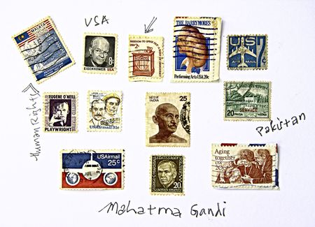 Old Art Stamps Of Figure and Character Art stamps from USA,India,Malay,Pakistan was more than 20...