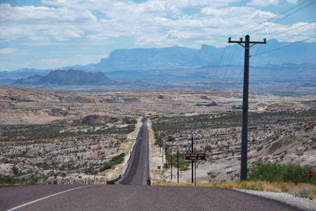 Straight road in Big Bend National Parkの写真素材