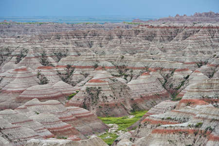 View over pinnacles in Badlands National Park South Dakotaの写真素材