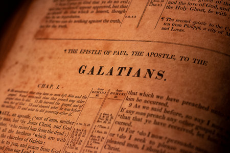 GALIANS - Close up of the old Holy Bible.