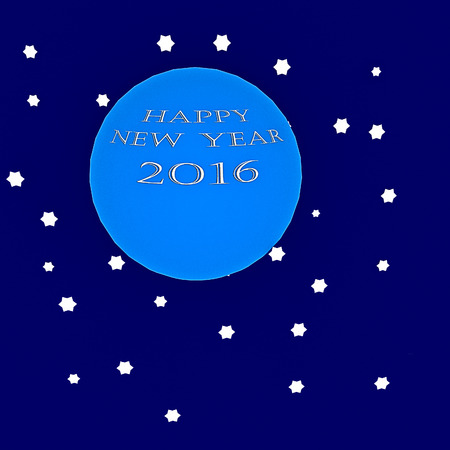 Wishing You Happy Merry New Year 2016. Postcard.